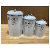 White Kitchen Canisters - Flour Sugar Tea,...