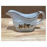 Gravy Boat, Autumn Leaves Design, Brown Trim