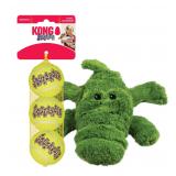 KONG Small Dog Toy Alligator  3 Balls
