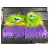 Furry Paw Sleeves Green Yellow Purple