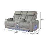 Fortuner Faux Leather Loveseat Gray Power Recline