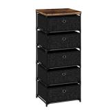 VASICAR Black 5-Drawer Nightstand 16.5W
