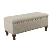 HomePop Upholstered Storage Bench with Nailhead...