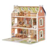 ROBUD Wooden Dollhouse for Kids Girls, Pretend...