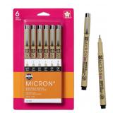 SAKURA Pigma Micron Fineliner Pen 6PK Black