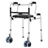 KSITEX Folding Walker w Wheels  Seat