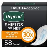 Depend Mens Shields Pads Light 58 Count