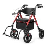 VitaSophy 2-in-1 Rollator Walker Red