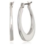 Nine West Silver Tone Oval Hoop Earrings