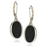 Nine West Silver Tone Jet Oval Drop Earrings