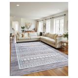 Macgace 6x9 GreyBlue Washable Area Rug