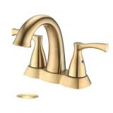in. Centerset Bathroom Faucet Brushed Gold
