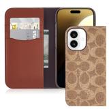 COACH Signature Tan iPhone 16 Flip Case