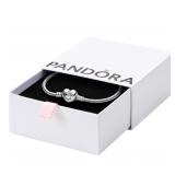 PANDORA Silver Heart Snake Bracelet 6.7