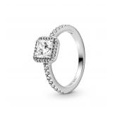 PANDORA Square Sparkle Ring Sterling Silver Sz 6