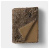 Threshold Faux Fur Throw Blanket Brown