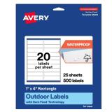 Avery 1x4 Waterproof Labels