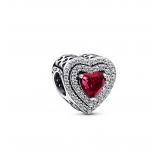 PANDORA Red Leveled Heart Charm