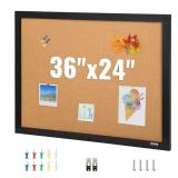 VEVOR Cork Board Black MDF Frame 36x24