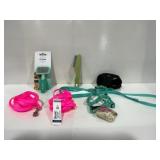 Coastal Dog Harness Leash Set Small Pink Green