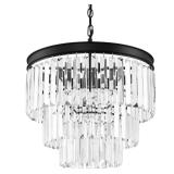 Black 5-Light Tiered Crystal Pendant