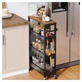 Aofure Slim 4 Tier Storage Cart 5.1in Wide