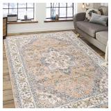 FlyDOIT 5x8 Vintage Orange Area Rug