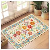 Weesire Boho Floral Rug 2x3 Beige