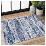 SIILOOM Navy Blue Washable Area Rug 2x3 Ft
