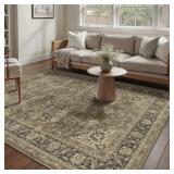 WondRg 5x7 Washable Area Rug Green Vintage