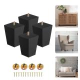 Yes4All Black Wood Furniture Legs 4 Inch Set