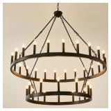 HHR 48 Black Wagon Wheel Chandelier