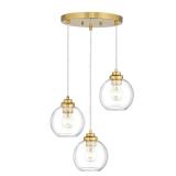JAZAVA 3-Light Gold Pendant Light 6.7
