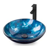 SOLIDEE 16.5 Ocean Blue Vessel Sink Set