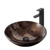 SOLIDEE 16.5in Round Tempered Glass Sink