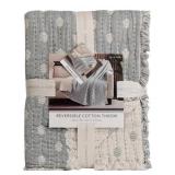 Costco Reversible Cotton Throw Blue