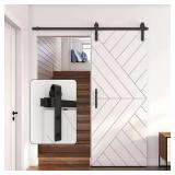 WINSOON Black 6 ft. Barn Door Hardware Kit