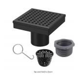 Reln 4x4 in. Matte Black Shower Drain