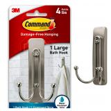 Command Large Double Bath Wall Hook Satin Nickel