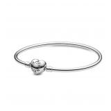 PANDORA Bangle Bracelet Heart Clasp 6.7 in