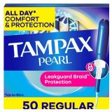 Tampax Pearl Tampons Regular Absorbency 50 Count