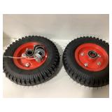 Set of 2 Pneumatic Utility Wheels RedBlack