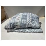 Grey  White Geometric Faux Fur Throw Blanket