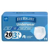Medline FitRight Incontinence Underwear 3XL 20ct