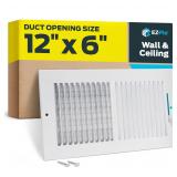 EZ-FLO 12x6in Two-Way Steel HVAC Vent Cover White