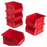 Akro-Mils 6-Pack Red Plastic Storage Bins 5x4x3