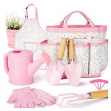 YAUNGEL Kids Gardening Tool Set Pink 9x6.7x5.1
