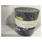 Threshold 6x6 Charcoal  Black Teak Pillar Candle