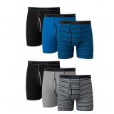 Hanes Mens Boxer Briefs Striped 6-Pack Medium