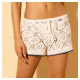 Shade  Shore Crochet Swim Shorts Cream Small